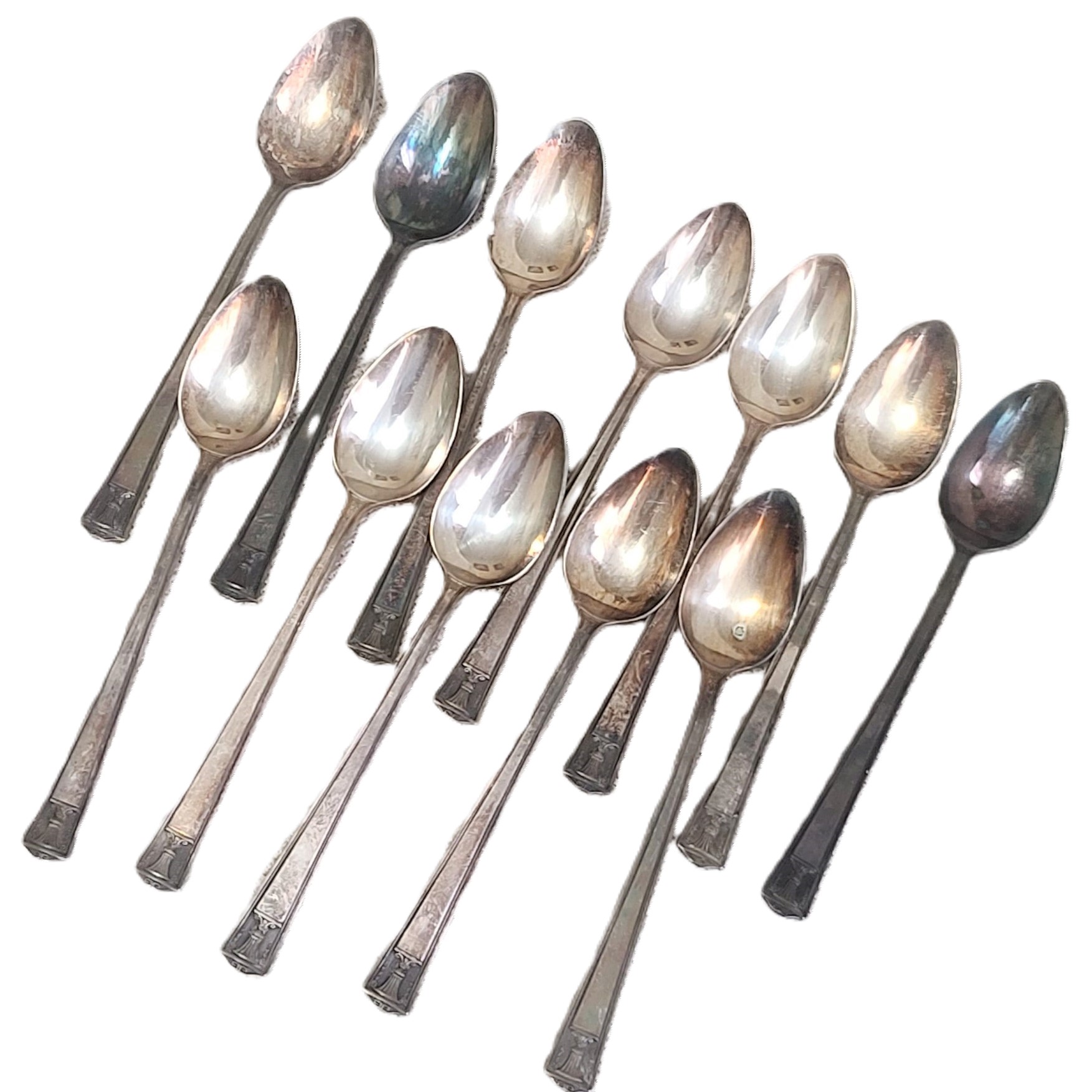Vintage Silve Plated Tea Spoons Set of 12 Liberty Bell design - Click Image to Close